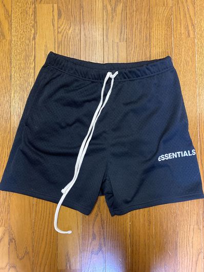 FEAR OF GOD Essentials Graphic Mesh Drawstring Shorts "Black"