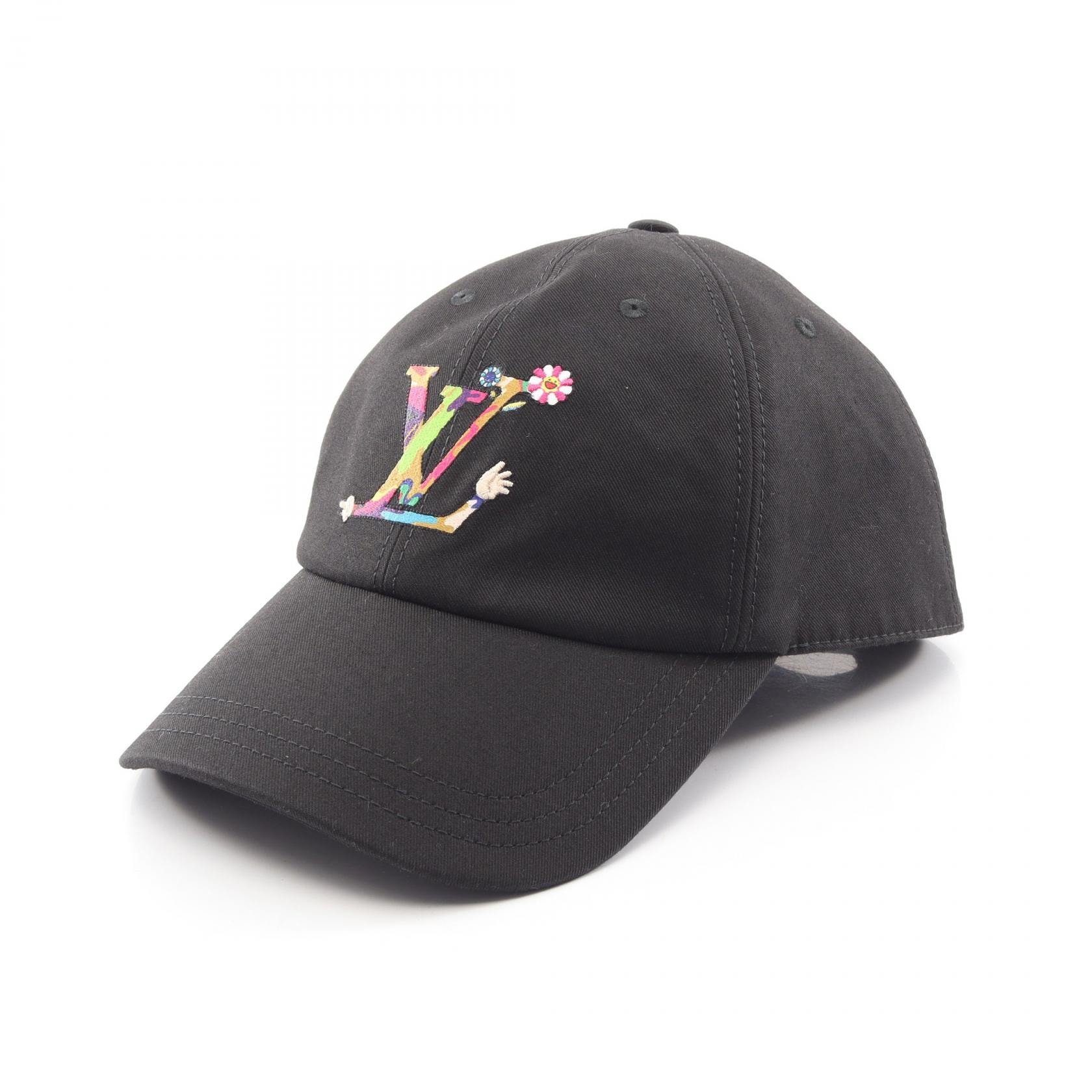 ルイ・ヴィトン LOUIS VUITTON LV × TM スーパーフラット キャップ 帽子 コットン メンズ レディース ブラック系 / マルチカラー 【中古】
