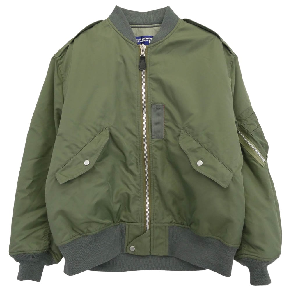 JUNYA WATANABE COMME des GARCONS MAN  WH-J029 AD2021 ナイロンツイル バックプリント MA-1 ミリタリー フライト ボンバー ジャケット ブルゾン カーキ系 XS【中古】