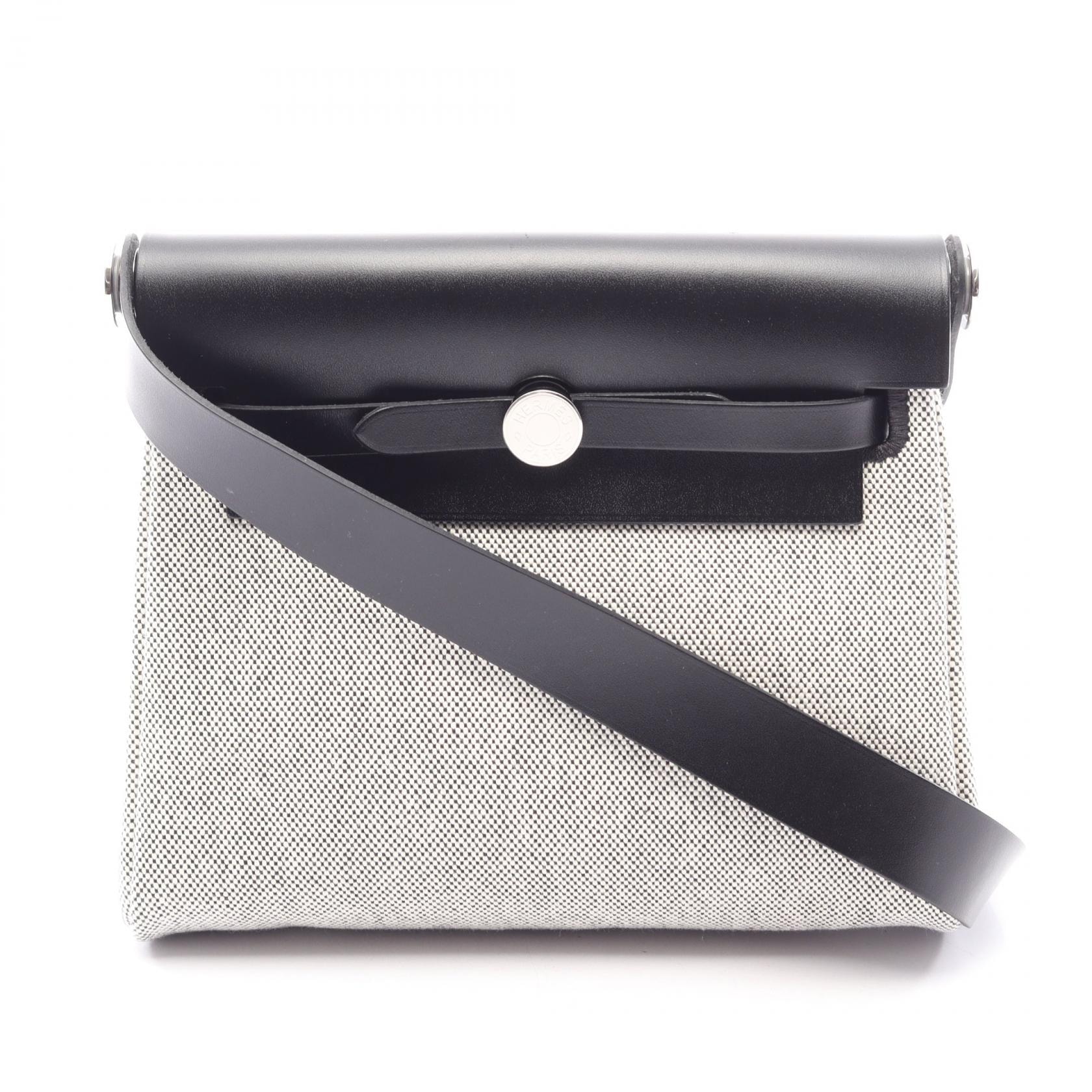 エルメス HERMES エールバッグジップ ミニ ショルダーバッグ バッグ キャンバス レザー トワルアッシュ / ヴァッシュハンター トワルアッシュ エクリュ K刻印(2025年製造) レディース グレー系 / ブラック系