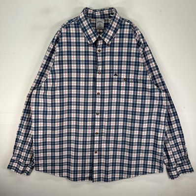 古着 ブルックスブラザーズ Brooks Brothers 長袖シャツ ボタンダウン ワンポイント 胸ポケット XL ネイビー系 チェック メンズ