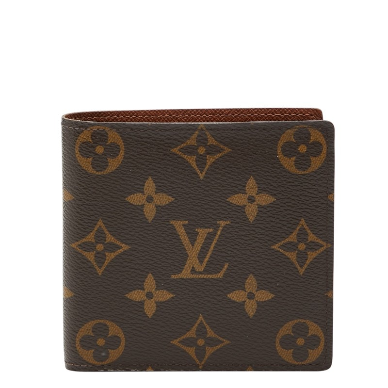 ルイ ヴィトン モノグラム ポルトフォイユ マルコ 二つ折り財布 M61675 ブラウン PVC レザー レディース LOUIS VUITTON 【中古】