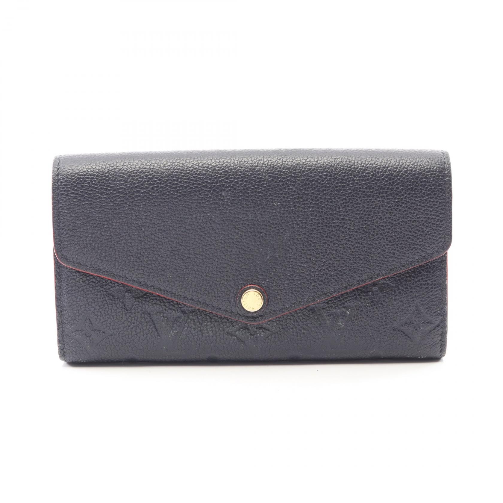 ルイ・ヴィトン LOUIS VUITTON ポルトフォイユ サラ 二つ折り長財布 財布 レザー モノグラム・アンプラント マリーヌルージュ レディース ネイビー系 M62125 【中古】