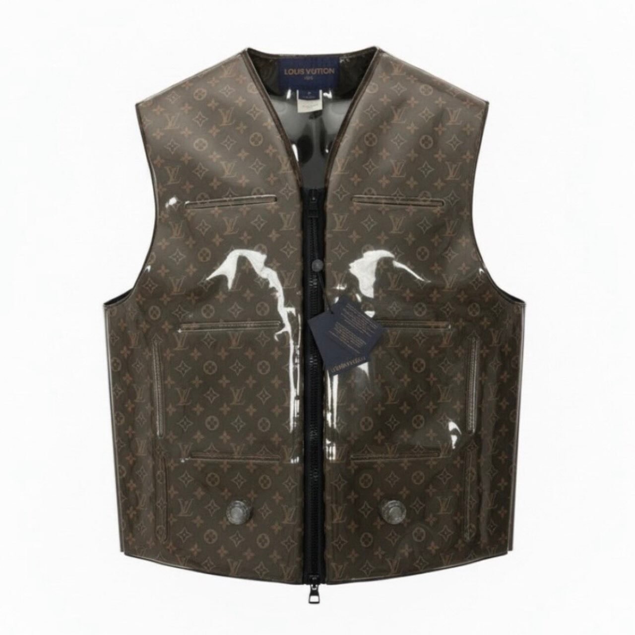 美品 LOUIS VUITTON ルイヴィトン ヴァージルアブロー モノグラムベスト ブラウン PVC ポリエステル/ ベスト A3-00153 【中古】