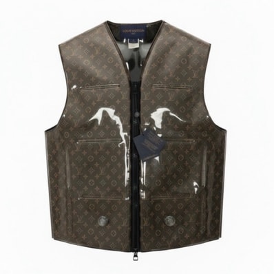美品 LOUIS VUITTON ルイヴィトン ヴァージルアブロー モノグラムベスト ブラウン PVC ポリエステル/ ベスト A3-00153 【中古】