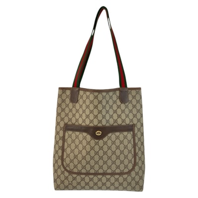 美品 GUCCI グッチ ヴィンテージ シェリーライン ベージュ ブラウン GGスプリームキャンバス トートバッグ ショルダーバッグ 601642 【中古】