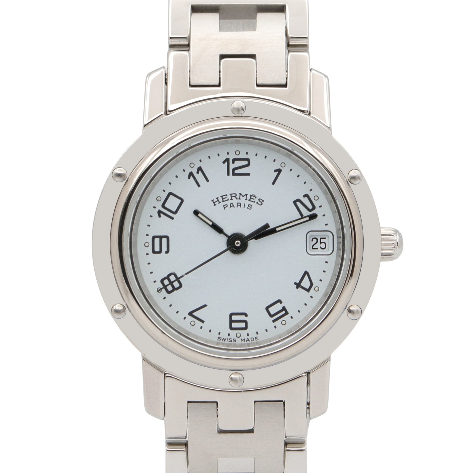 エルメス HERMES クリッパー 腕時計 時計 ステンレススチール レディース ホワイト系 CL4.210 【中古】