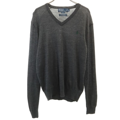 Polo by Ralph Lauren ポロバイラルフローレン 長袖 Vネック ニット M チャコールグレー セーター