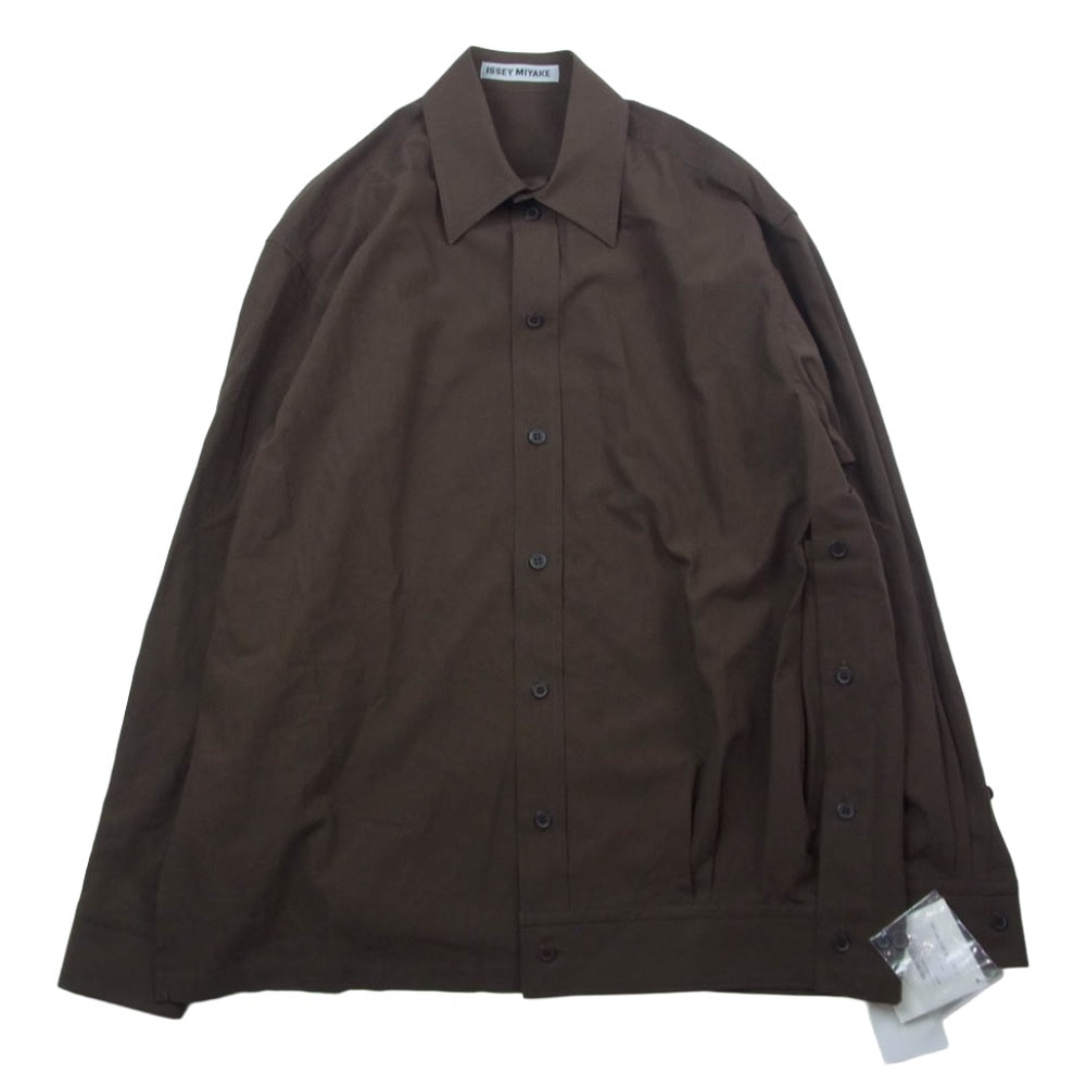 ISSEY MIYAKE イッセイミヤケ 長袖シャツ IM61-FJ528-45 ODD SHIRT サイドスリット アシンメトリー 長袖 シャツ ブラウン系 2【極上美品】【中古】
