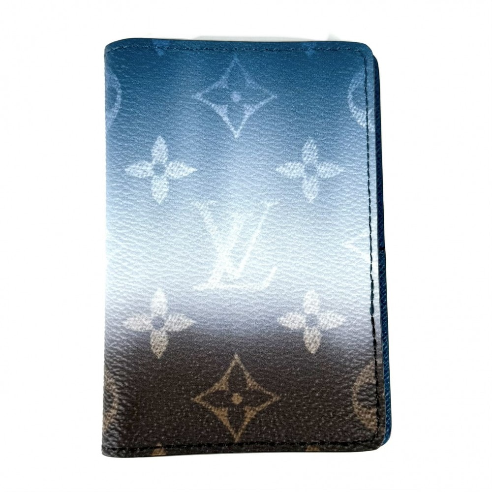 LOUIS VUITTON ルイヴィトン カードケース モノグラムピグメント オーガナイザードゥポッシュ 名刺入れ 定期入れ 小物 M28004    ブルー 青 ブラウン 茶 メンズ 美品【中古品】