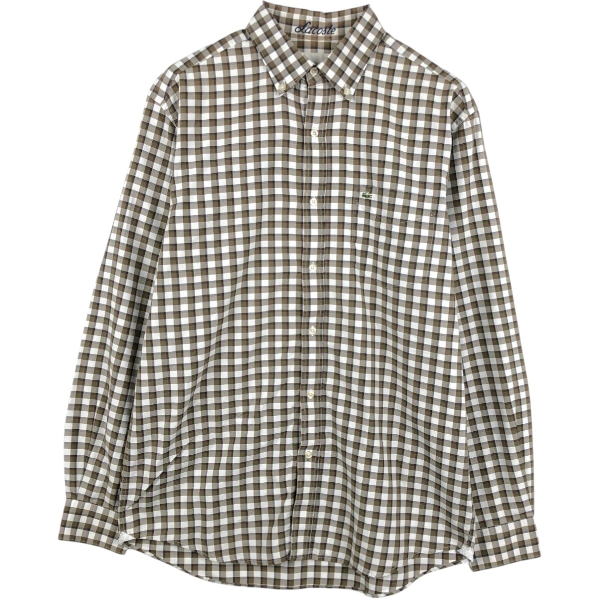 古着 ラコステ LACOSTE REGULAR FIT 長袖 ボタンダウンチェックシャツ メンズM相当/eaa662907