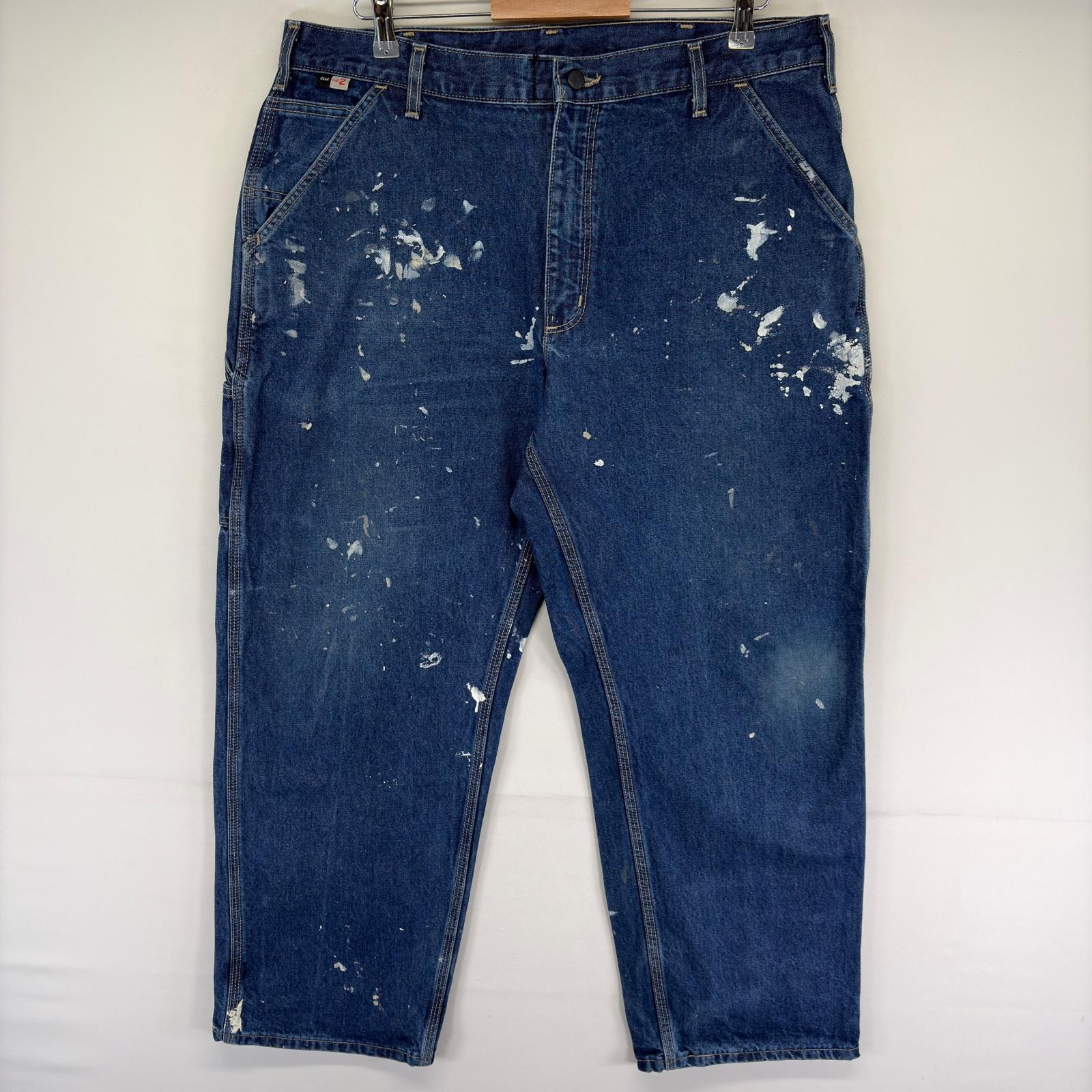 古着 カーハート Carhartt デニム パンツ ペインター ワンポイント ジップフライ ハンマーループ w38 L30  ブルー系 メンズ
