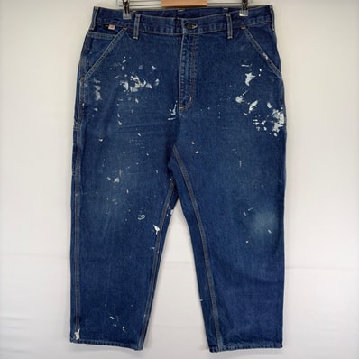 古着 カーハート Carhartt デニム パンツ ペインター ワンポイント ジップフライ ハンマーループ w38 L30 ブルー系 メンズ