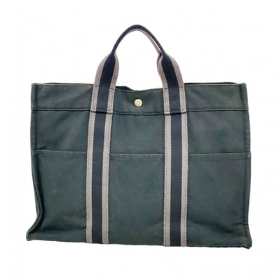 【6fd5876】エルメス トートバッグ フールトゥMM キャンバス ブラック シルバー金具【中古】メンズ レディース ユニセックス