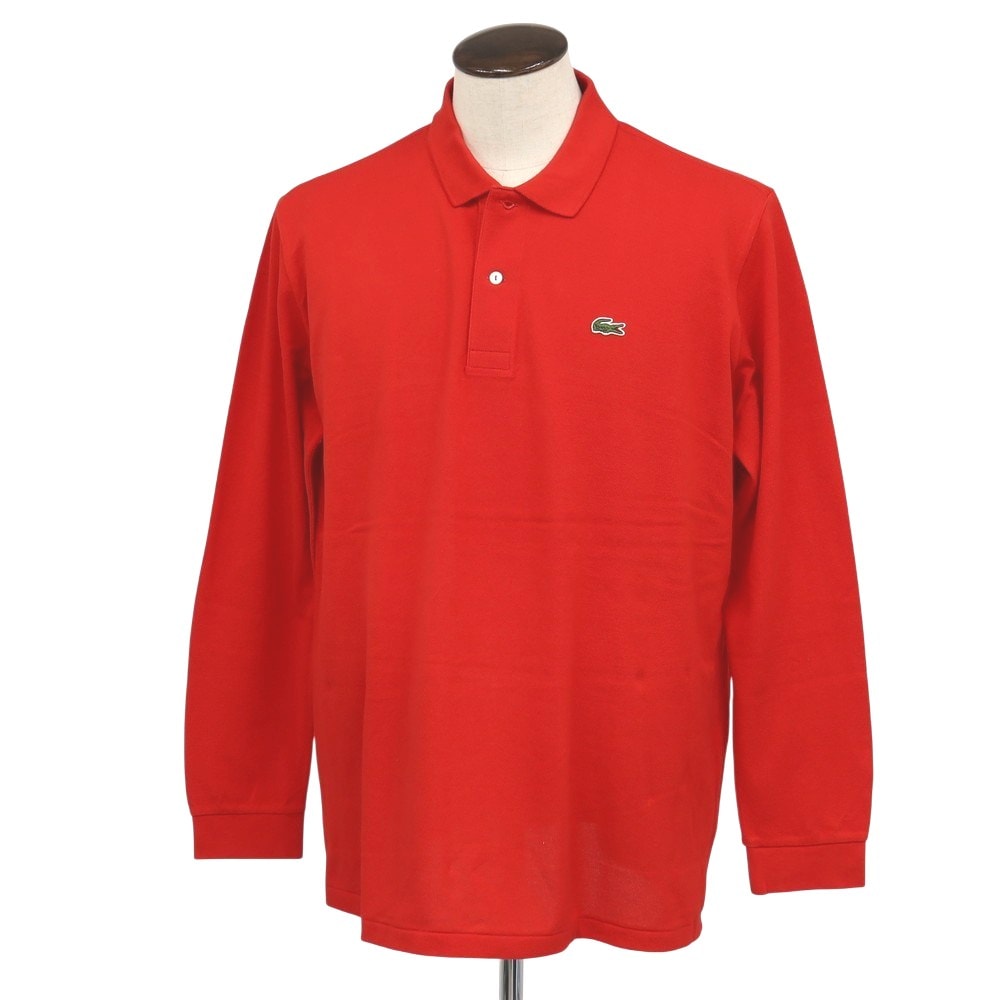 【中古】ラコステ LACOSTE コットン 鹿の子 長袖ポロシャツ レッド【サイズFR7】【メンズ】