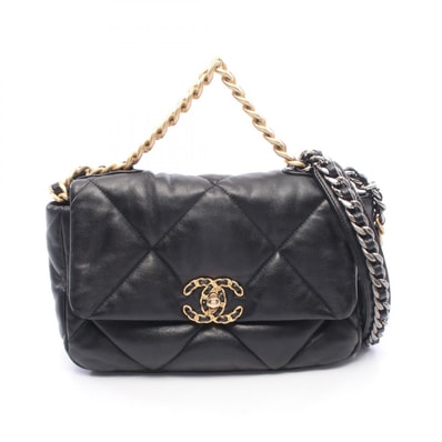 シャネル CHANEL 19 ディズヌフ マトラッセ ショルダーバッグ バッグ レザー レディース ブラック系 AS1160 【中古】