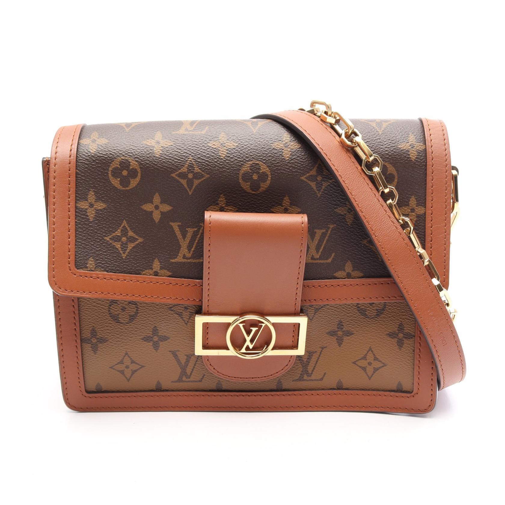 ルイ・ヴィトン LOUIS VUITTON ドーフィーヌMM 2WAY ショルダーバッグ バッグ PVCコーティングキャンバス レザー モノグラム・リバース ベージュ レディース ブラウン系 / ベージュ系 M45958 【中古】