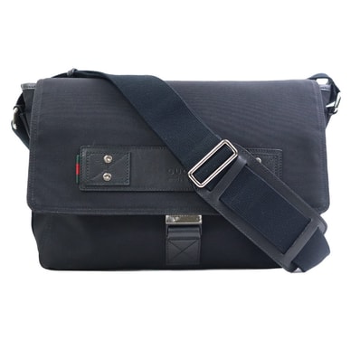 グッチ GUCCI ショルダーバッグ ナイロン/レザー ブラック メンズ 246067【中古】 h31964a