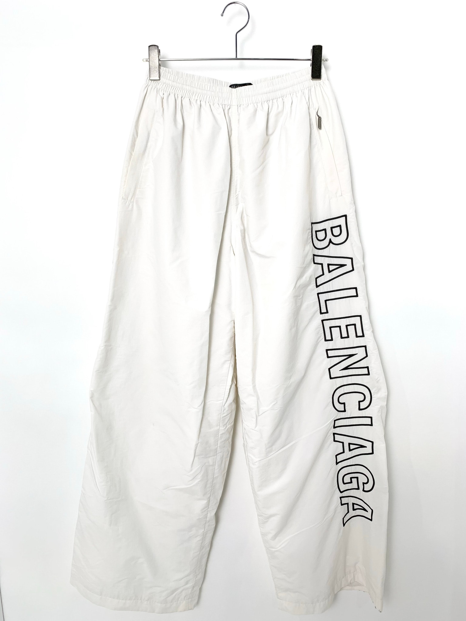 BALENCIAGA Logo Wide Track Pants "White"