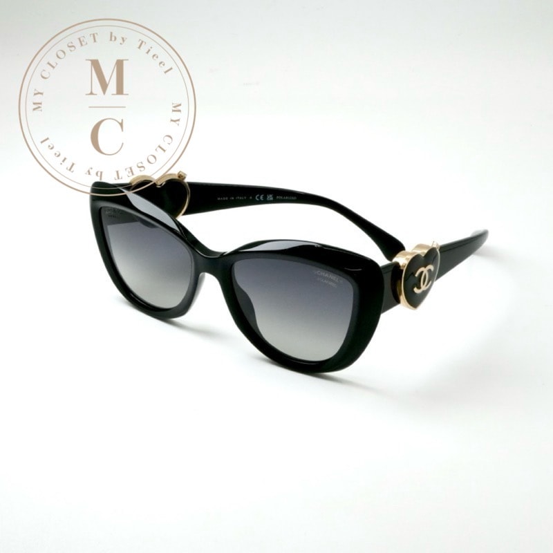 シャネル CHANEL ブラック ゴールド サングラス ココマーク ハート ミラー アイウェア
