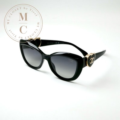 シャネル CHANEL ブラック ゴールド サングラス ココマーク ハート ミラー アイウェア