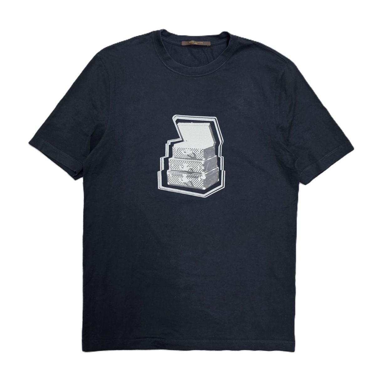 LOUIS VUITTON ルイ・ヴィトン トランク プリント 半袖Tシャツ MLJR55JBX M ブラック  メンズ【中古】