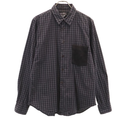 BLACK COMME des GARCONS ブラックコムデギャルソン 2012年 日本製 チェック柄 長袖 コットンシャツ M チャコールグレー
