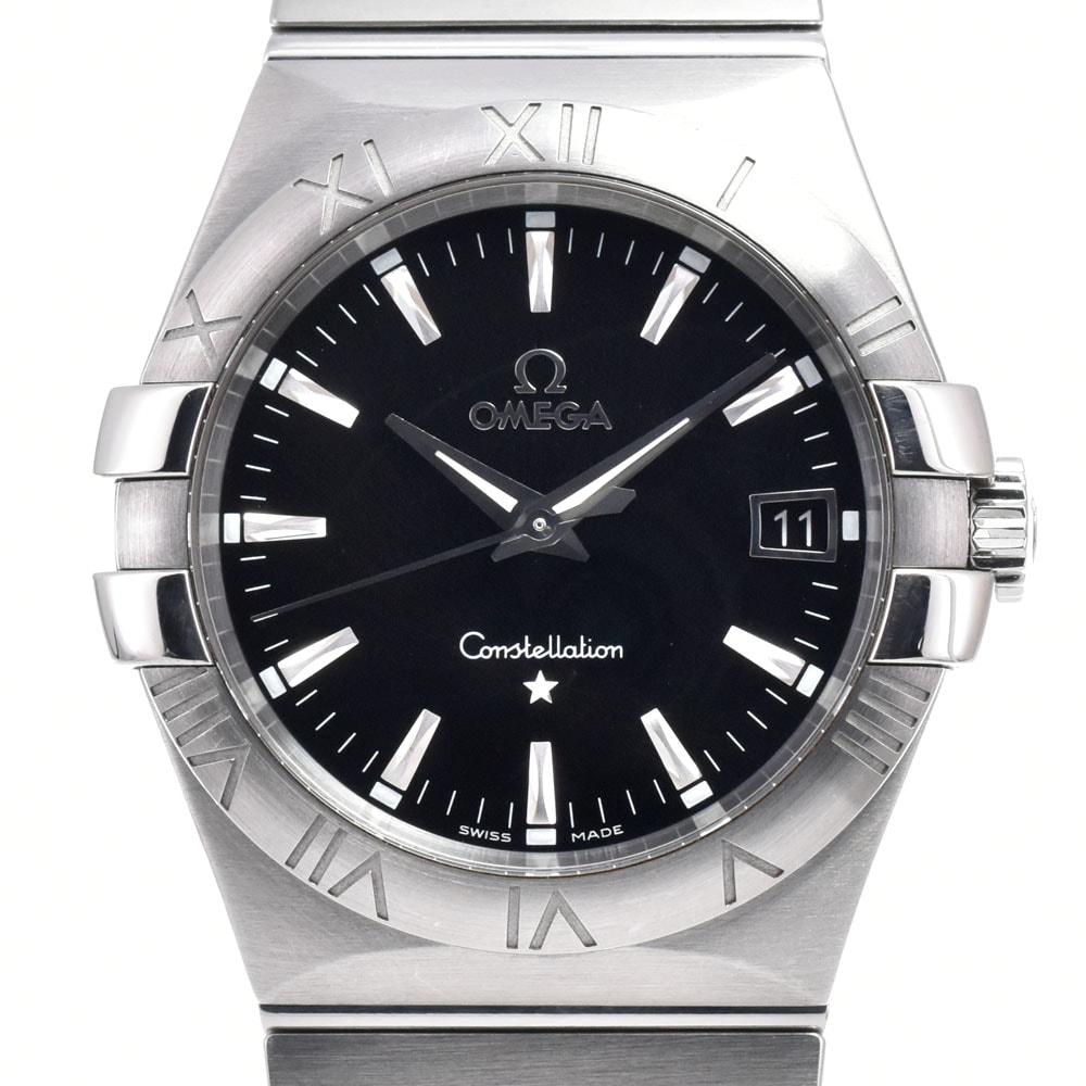 オメガ OMEGA 123.10.35.60.01.001 コンステレーション ブラッシュ デイト ブラック クォーツ メンズ 美品 箱・保証書付き 腕時計 C#149546