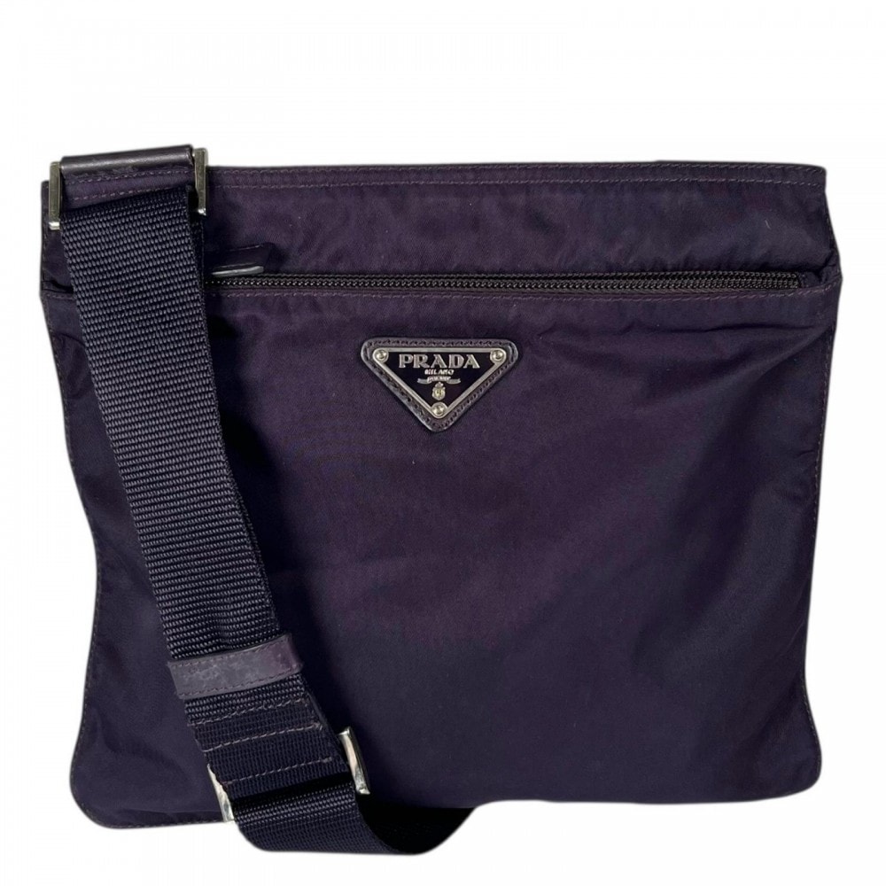 PRADA プラダ ショルダーバッグ  ナイロン   パープル 紫
 シルバー金具 レディース【中古品】