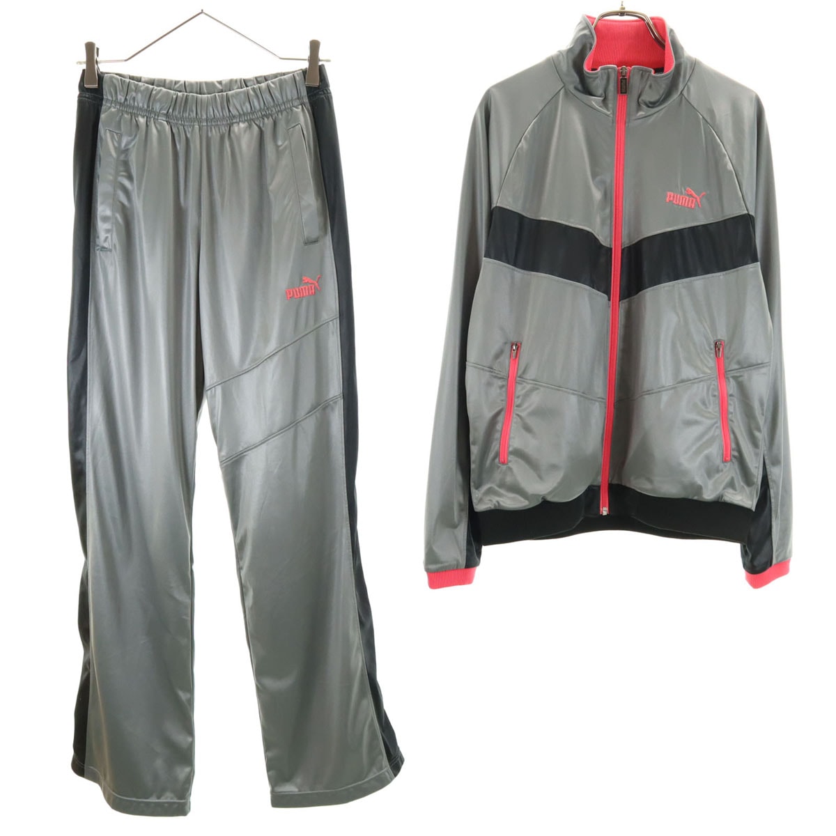 PUMA プーマ ジャージジャケット 上下セットアップ M グレー系 裏メッシュ