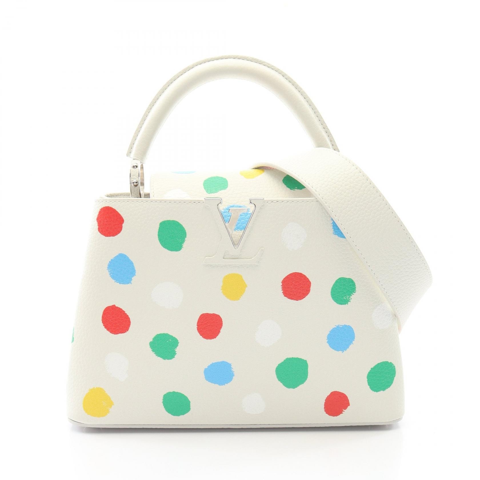 ルイ・ヴィトン LOUIS VUITTON LV × YK カプシーヌBB ペインティッドドット 草間彌生 2WAY ハンドバッグ バッグ レザー レディース ホワイト系 / マルチカラー M21637 【中古】
