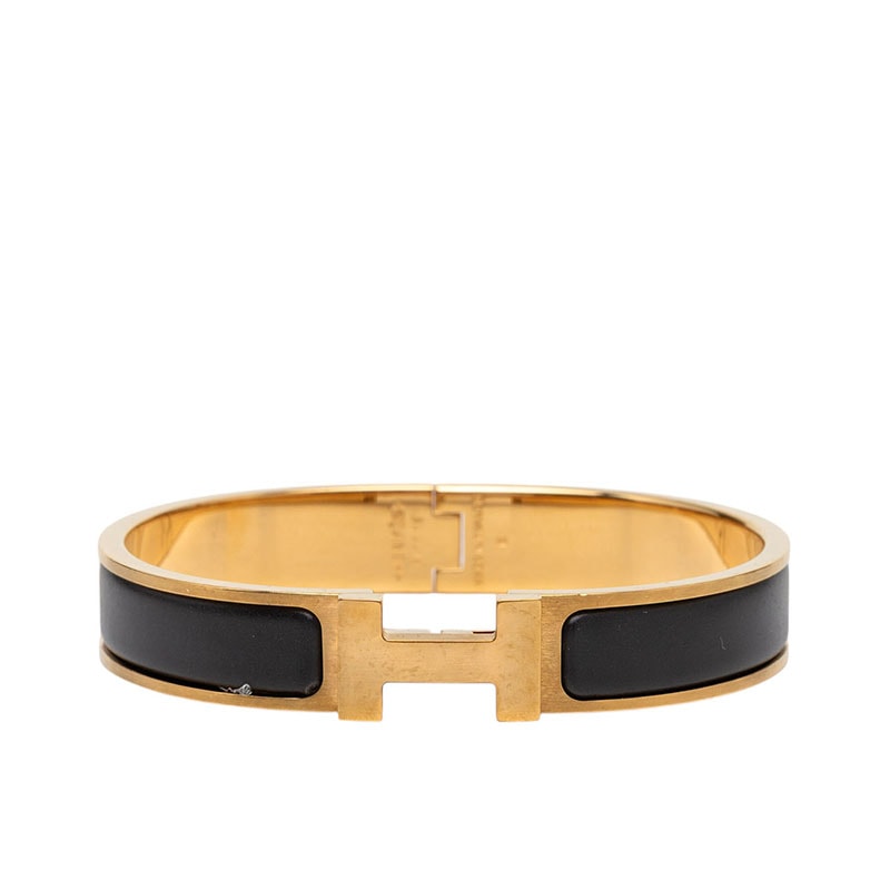 エルメス クリックH PM ブレスレット ゴールド ブラック メッキ レディース HERMES 【中古】