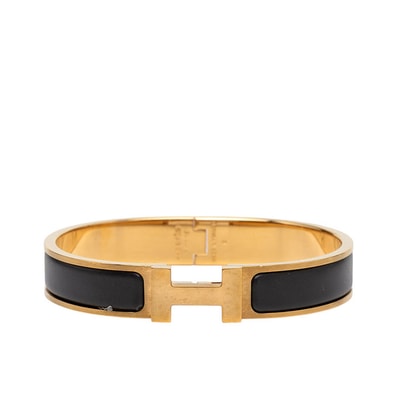 エルメス クリックH PM ブレスレット ゴールド ブラック メッキ レディース HERMES 【中古】