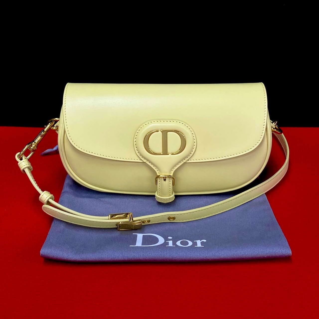 Christian Dior ディオール ボビーイーストウエスト ボックスカーフ レザー ショルダーバッグ イエロー
 20749