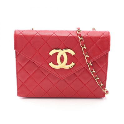 シャネル CHANEL マトラッセ デカココマーク ショルダーバッグ バッグ ラムスキン(羊革) レディース レッド系 【中古】