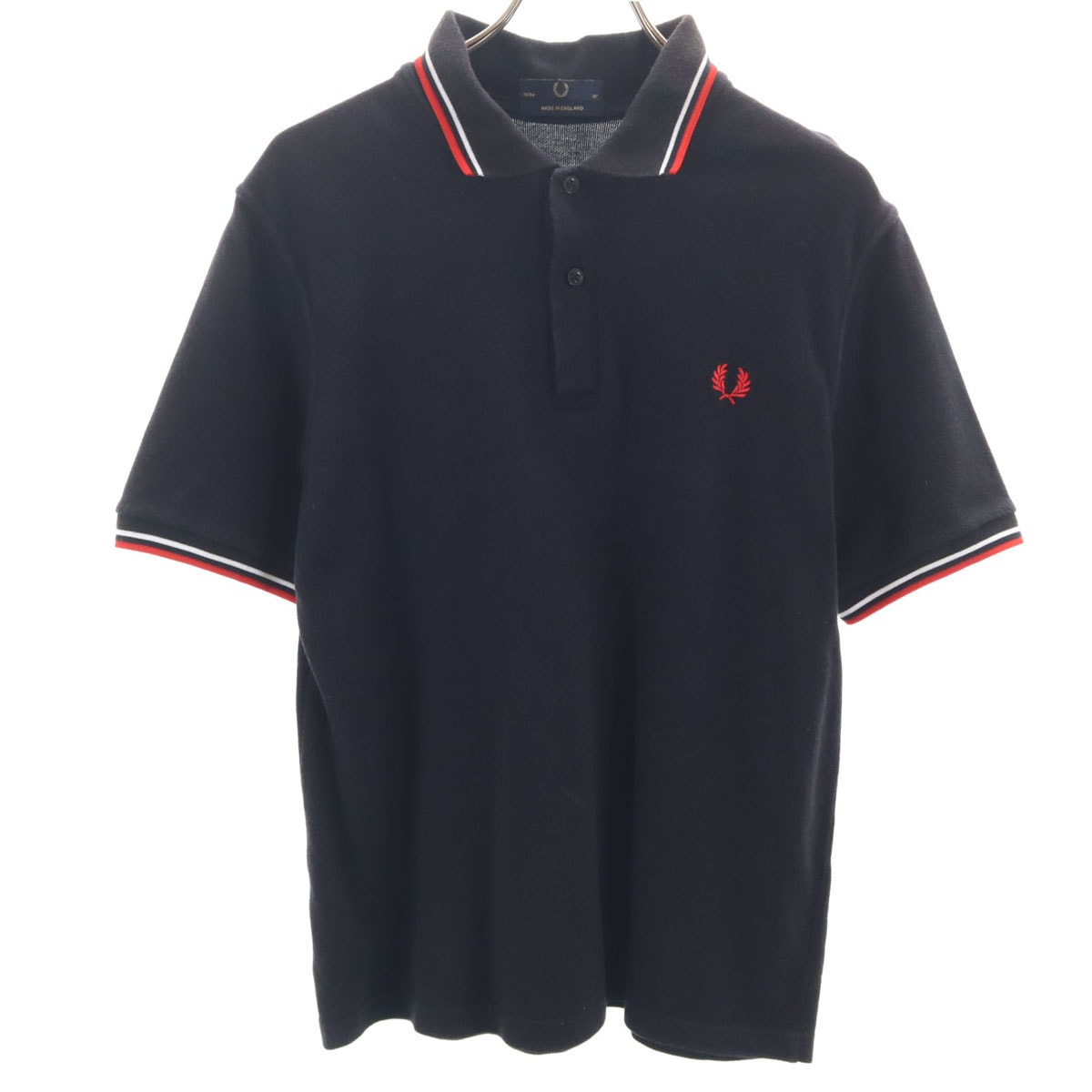 FRED PERRY フレッドペリー イングランド製 半袖 ポロシャツ 38 ブラック 鹿の子