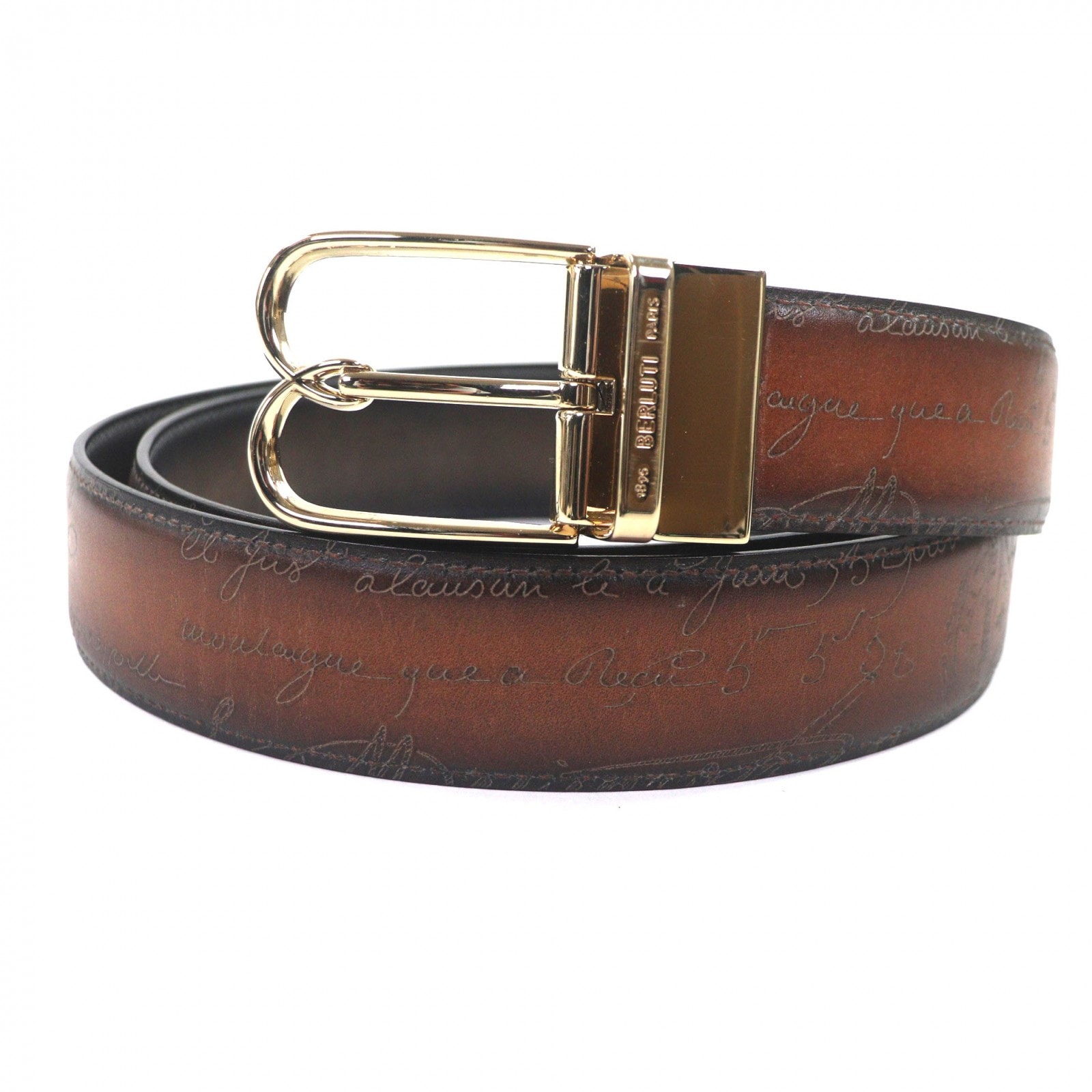 目立った傷や汚れなし】美品 ベルルッティ ベルト ブラウン メンズの