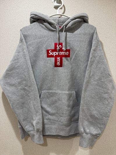 Supreme Cross Box Logo Hooded Sweatshirt "Grey"