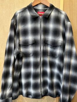 Supreme Shadow Plaid Flannel Zip Up Shirt