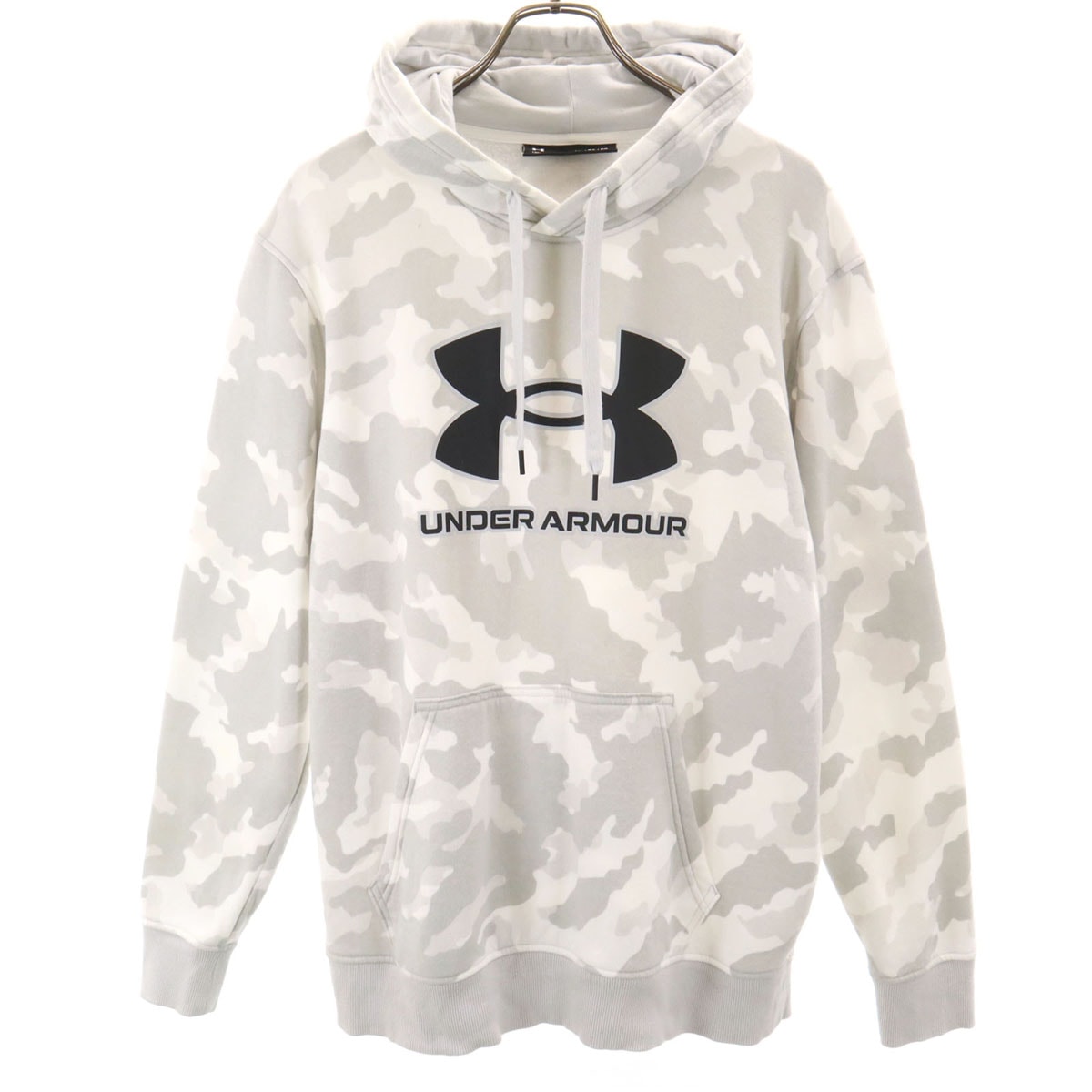 UNDER ARMOUR アンダーアーマー カモフラ柄 長袖 スウェットパーカー XL グレー プルオーバー 迷彩 裏起毛
