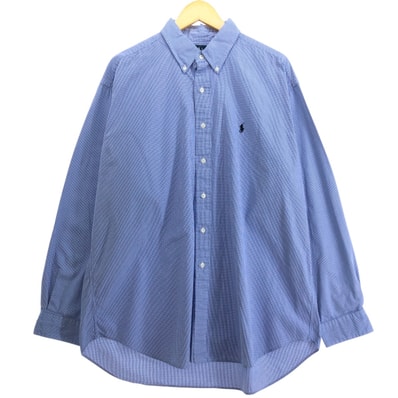 古着 ラルフローレン Ralph Lauren BLAKE ギンガムチェック 長袖 ボタンダウンチェックシャツ メンズXL相当/eaa521315
