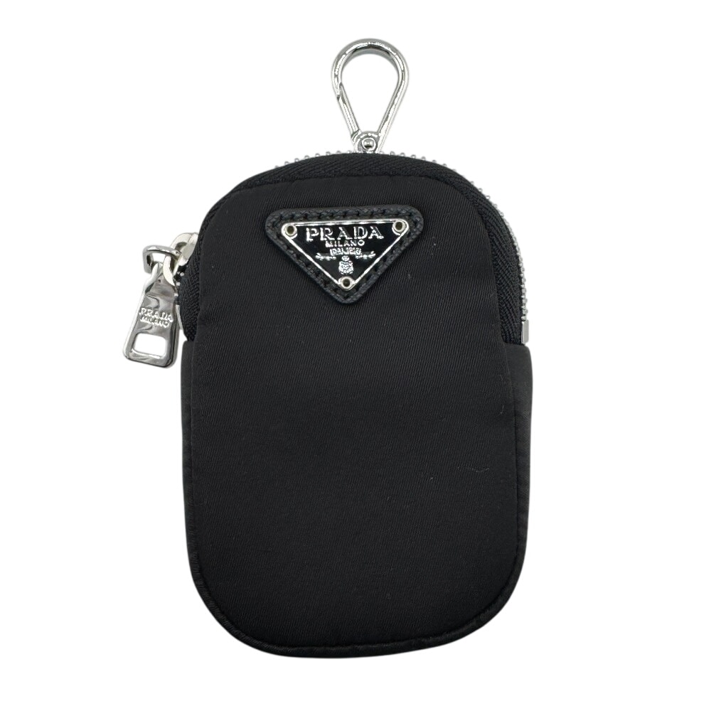 プラダ PRADA ポーチ トライアングルロゴ キーチェーン付 Re-Nylon ミニポーチ 1TT119 ブラック