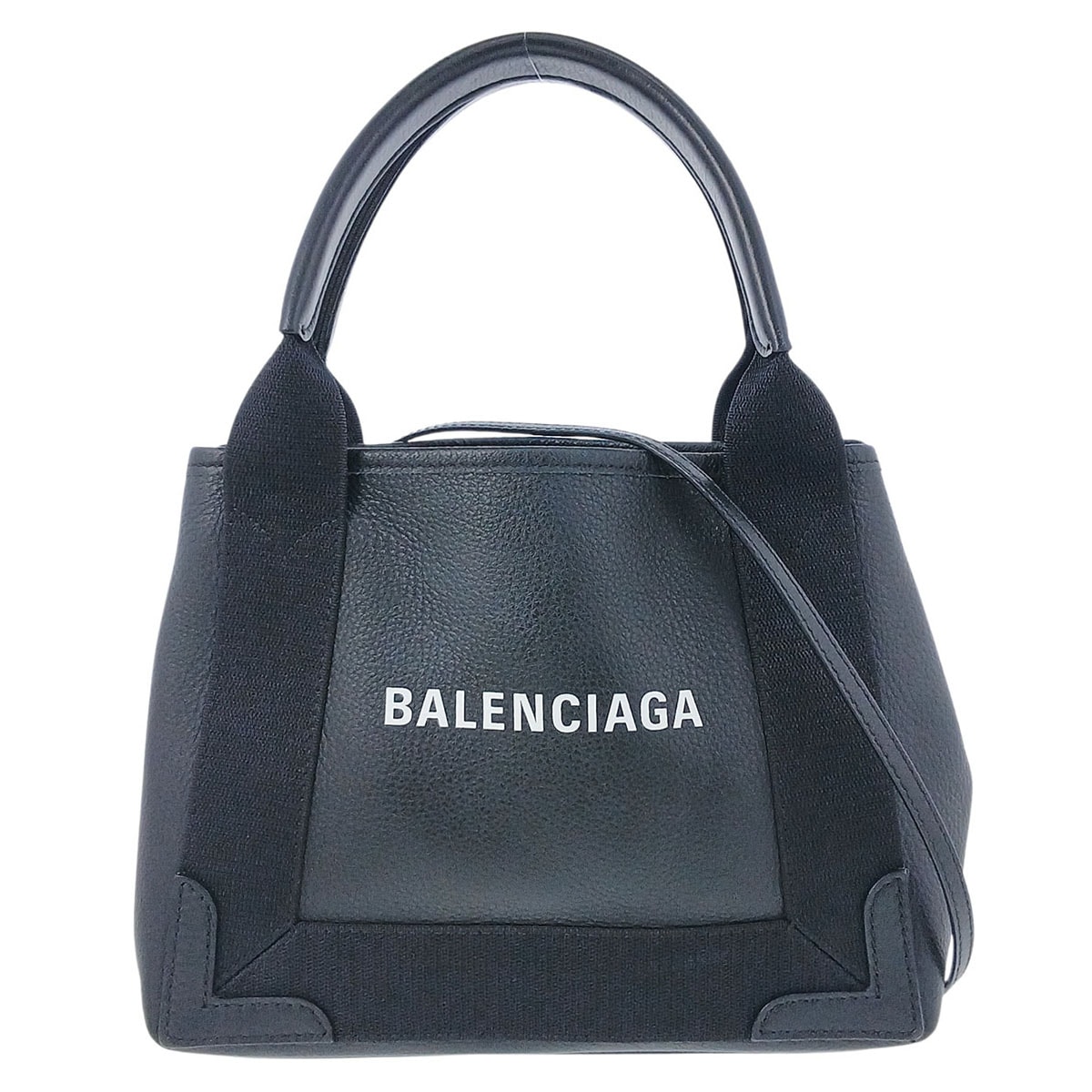 BALENCIAGA バレンシアガ レザー ネイビー カバ XS 2WAYハンドバッグ ハンドバッグ 390346 レザー ブラック  レディース【中古】