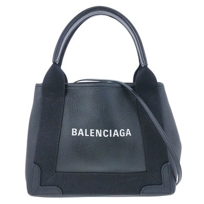 BALENCIAGA バレンシアガ レザー ネイビー カバ XS 2WAYハンドバッグ ハンドバッグ 390346 レザー ブラック レディース【中古】