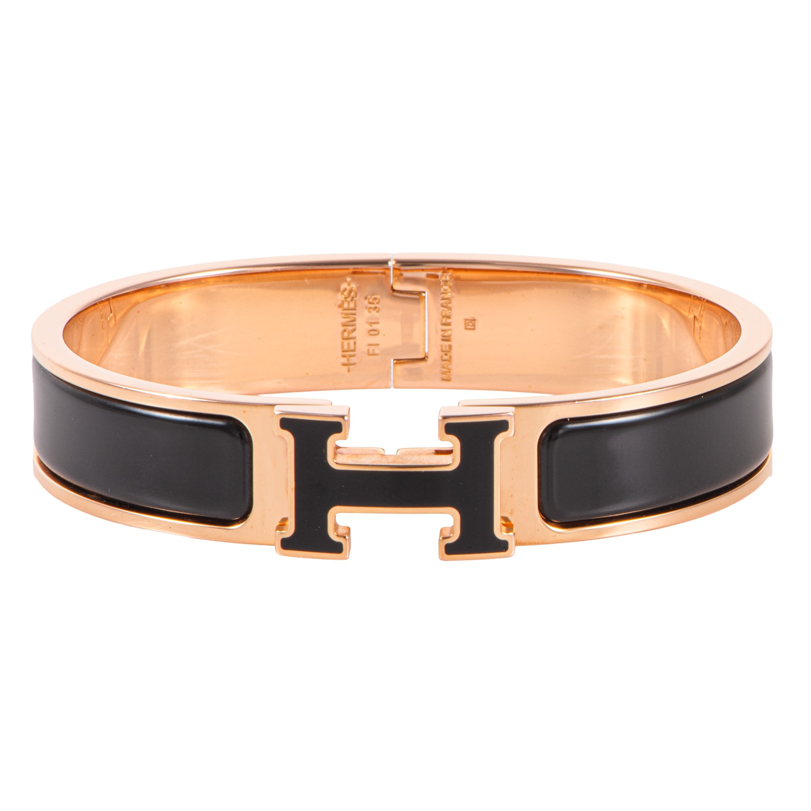 HERMES エルメス クリックH エナメルブレスレット バングル メタル エナメル ブラック【中古】