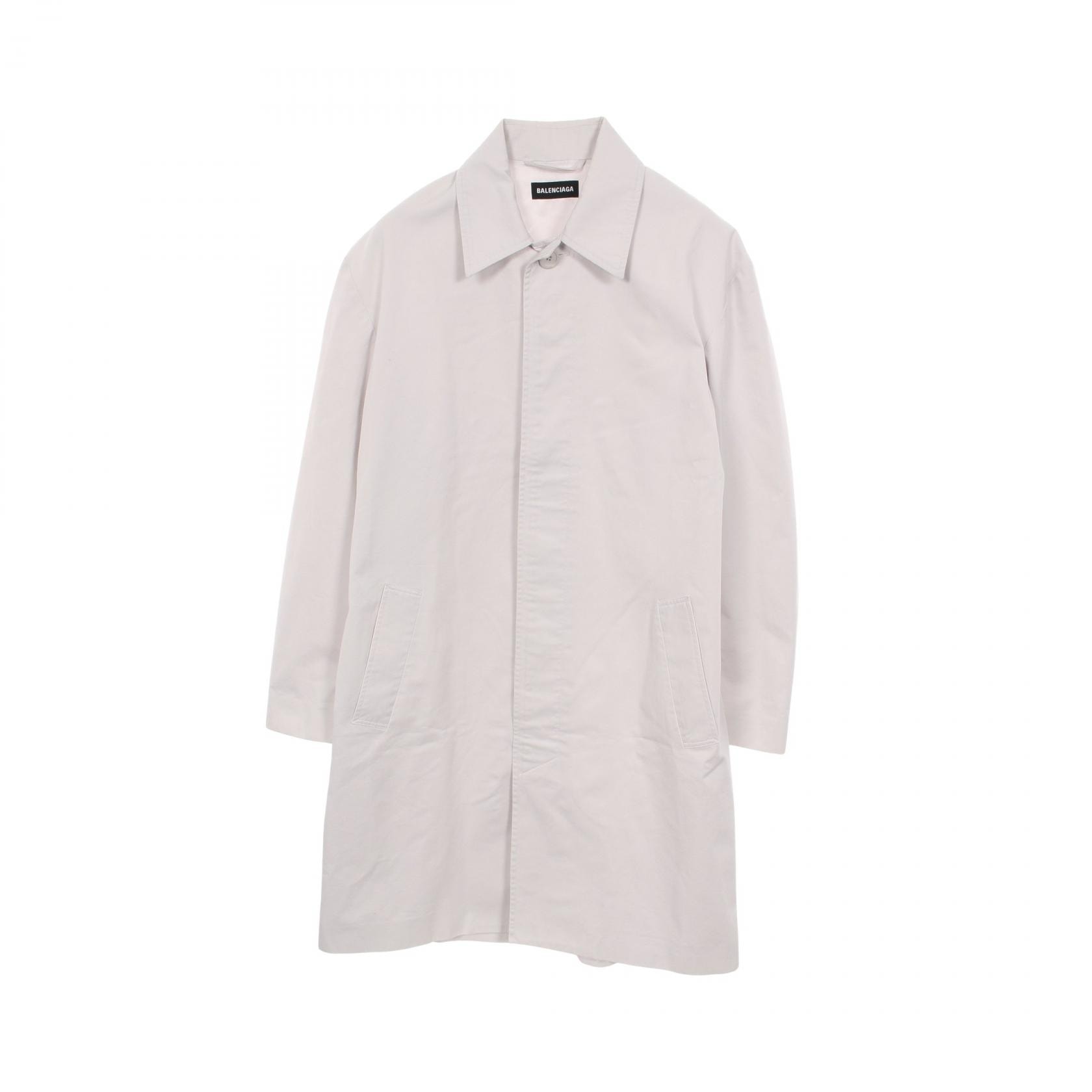 バレンシアガ BALENCIAGA ステンカラーコート 衣料品 アウター コットン メンズ ホワイト系 【中古】