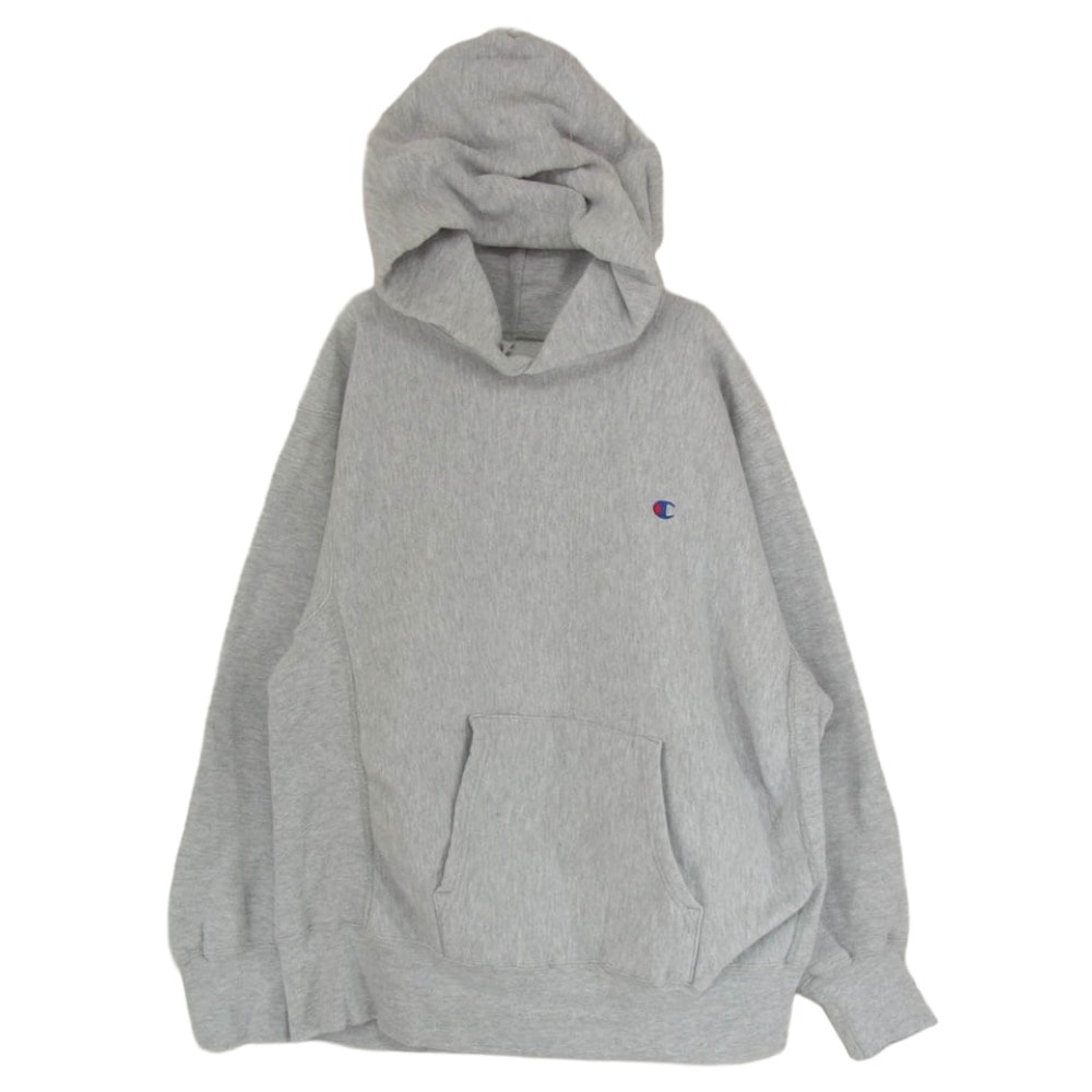 Champion チャンピオン パーカー USA製 80s 90sトリコタグ REVERSE WEAVE リバースウィーブ 無地 目付 袖目なし グレー フーディ パーカー グレー系 L【中古】