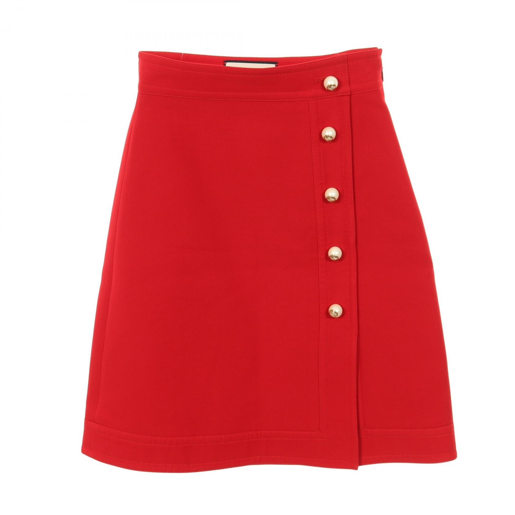 グッチ GUCCI GGパールボタン スカート 衣料品 ボトムス ウール レディース レッド系 【中古】