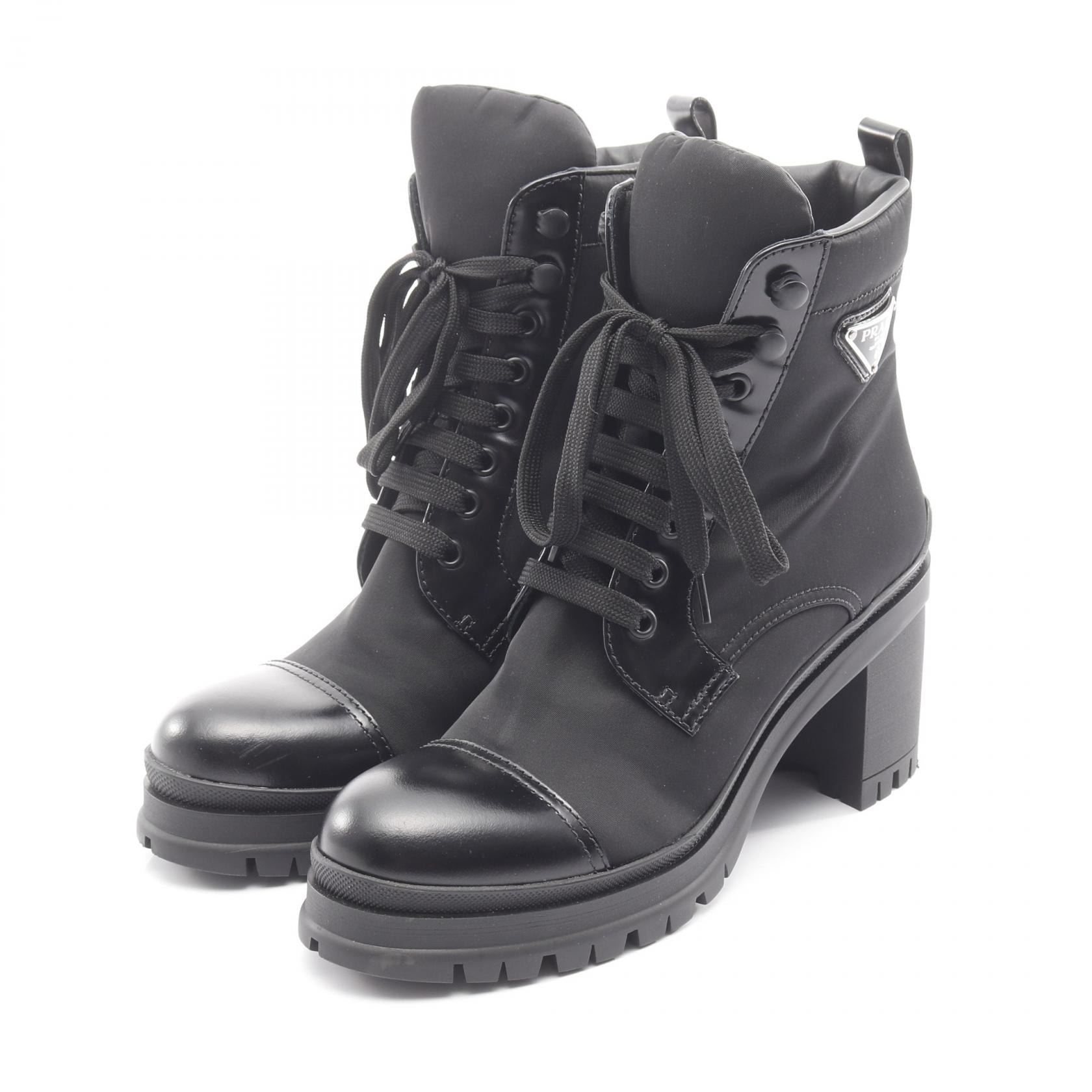 プラダ PRADA Re-Nylon ブーツ 靴 ナイロン レザー レディース ブラック系 【中古】