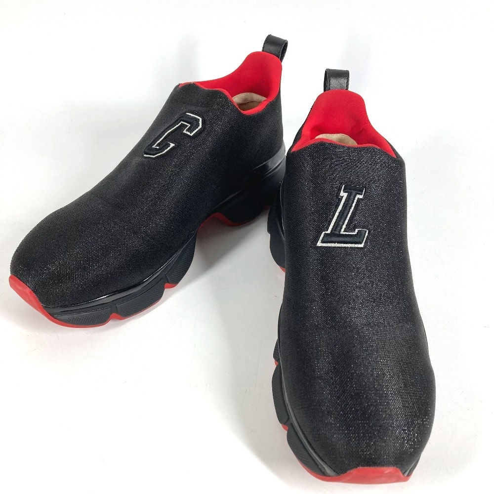 クリスチャンルブタン Christian Louboutin ロゴ CL スリッポン シューズ 靴 スニーカー キャンバス ブラック